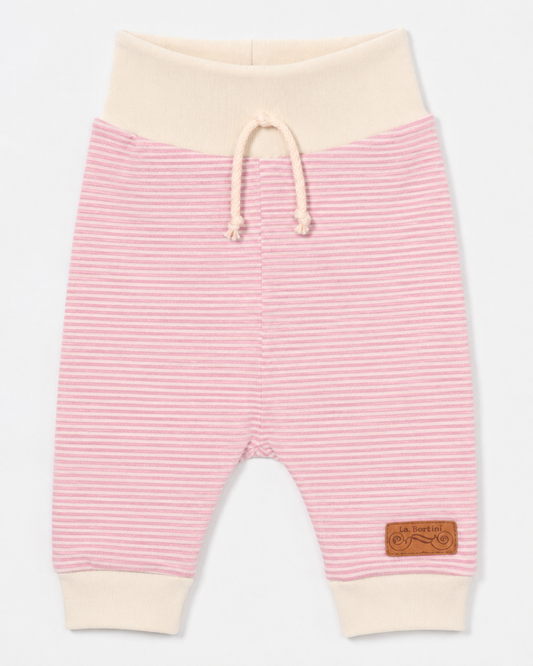 Baby Hose gestreift Mitwachshose creme Altrosa