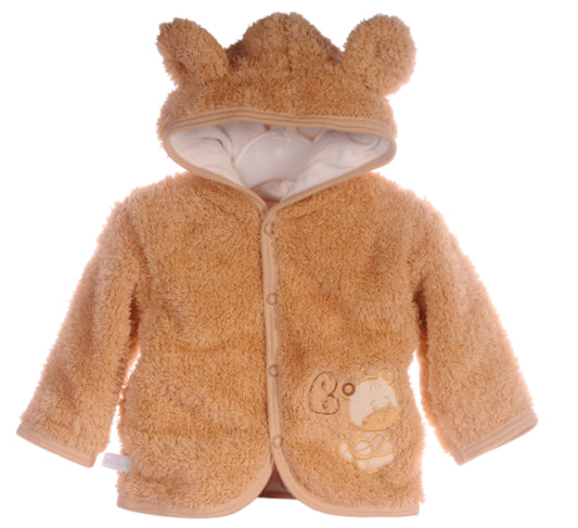 Baby Jacke in beige mit Bärchen Fleece Jäckchen