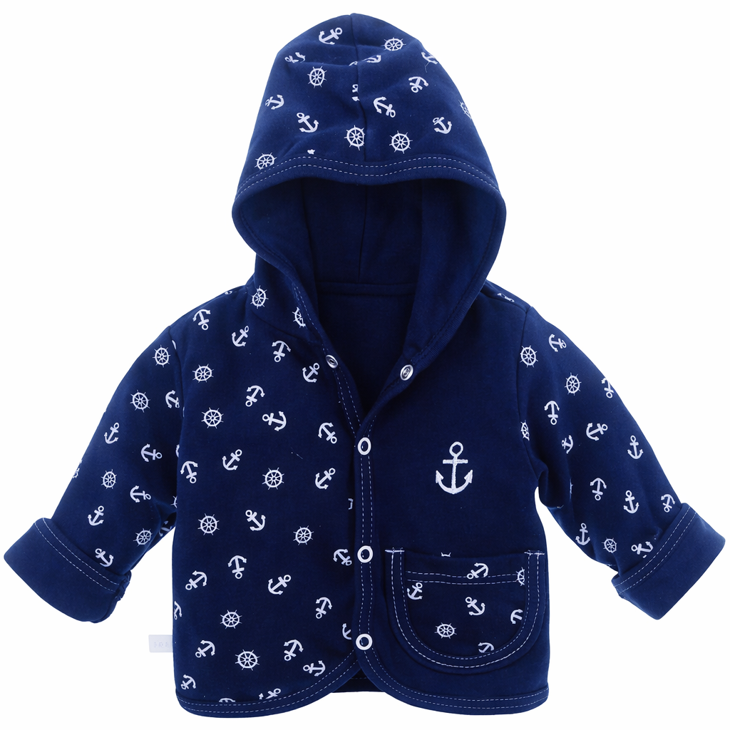Baby Jacke Swetjacke mit Kapuze in Blau mit Anker