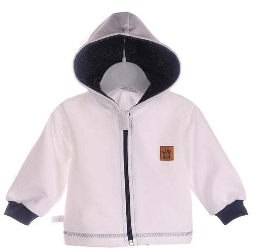 Baby Jacke Swetjacke mit Kapuze in Weiß Blau