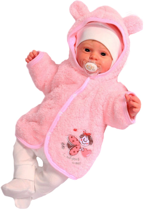 Baby Jacke in Rosa Fleece Jäckchen in Rosa Erstlingsjacke