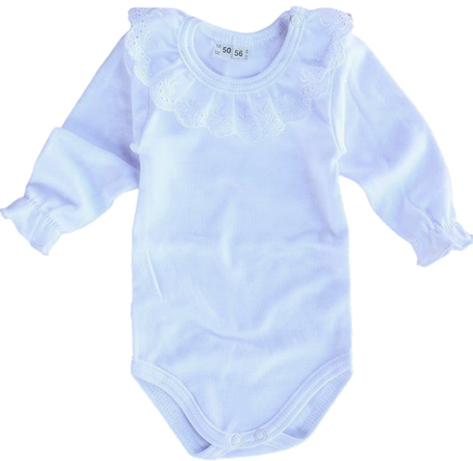 Body in Weiß mit festlichm Kragen langarm Baby
