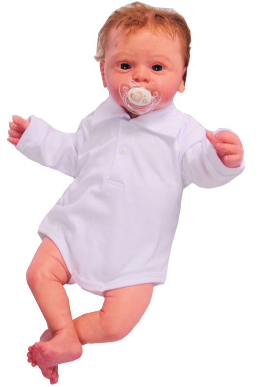 Body in Weiß mit festlichm Kragen langarm Baby Langarmbody
