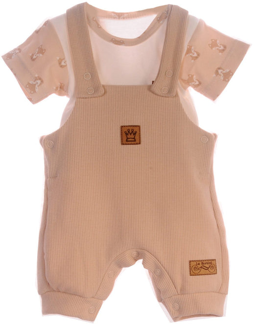 Baby Anzug Latzhose und Body in Beige