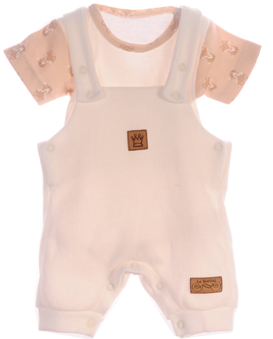Baby Anzug Latzhose und Body in Creme