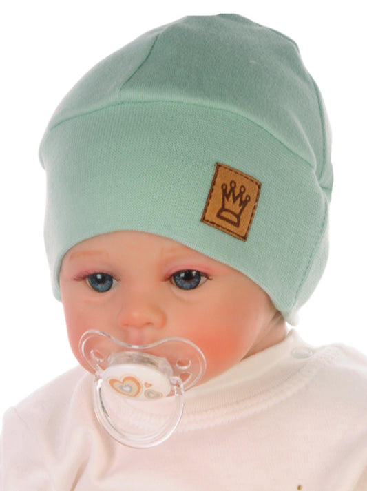 Baby-Mütze – Erstlingsmütze aus reiner Baumwolle, doppellagig, in Mintgrün