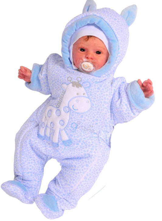 Schneeoverall Baby Wagenanzug Nickioverall Overall Schneeanzug in Blau mit Giraffe