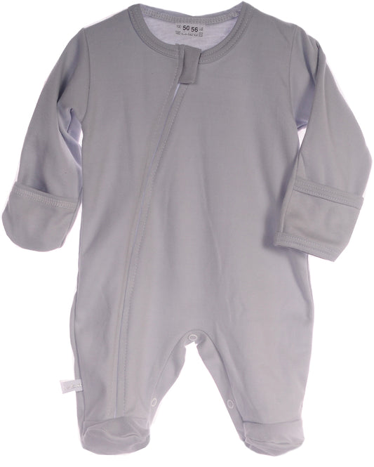 Baby Strampler Schlafanzug in Grau mit Reißverschluss