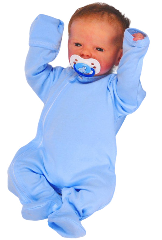 Baby Strampler Schlafanzug in Blau mit Reißverschluss