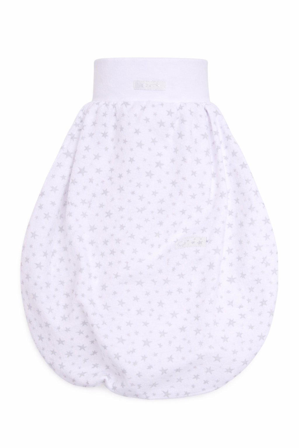 Baby Pucksack Fußsack für Sommer Frühjahr Stramplersack einlagig in Weiß mit Sternchen