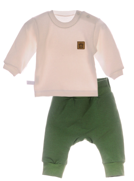 Baby Anzug 2tlg Hose und Langarmshirt in Creme Khaki