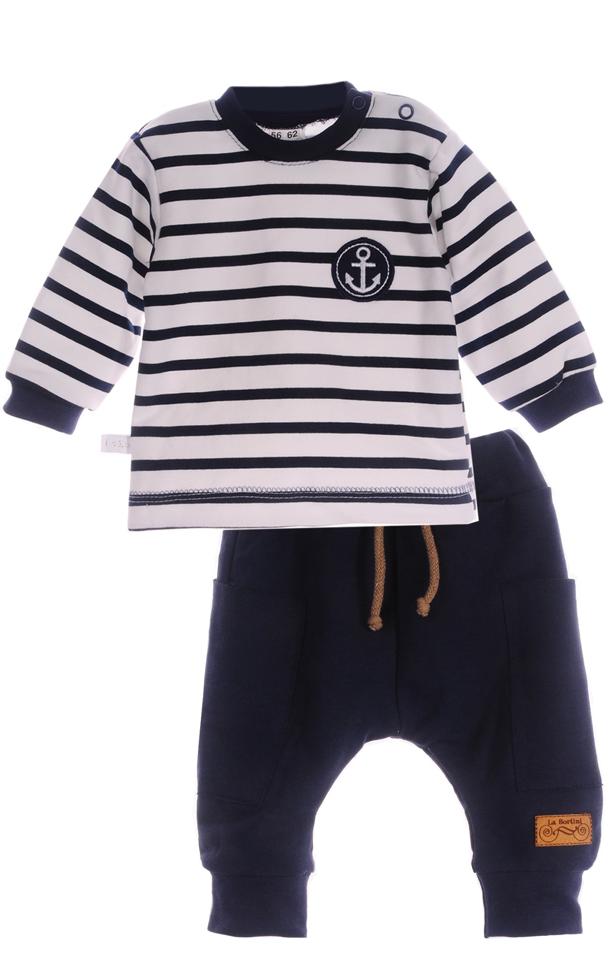 Anzug 3tlg T-Shirt Jacke Hose für Babys und Kinder Baby Set in Blau gestreift