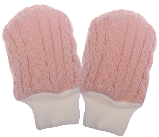 Baby Fäustlinge Strickhandschuhe in Altrosa für Mädchen und Jungen 0-12Mon