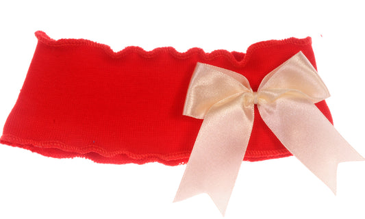 Stirnband Kopfband in Rot mit Schleife in creme gold
