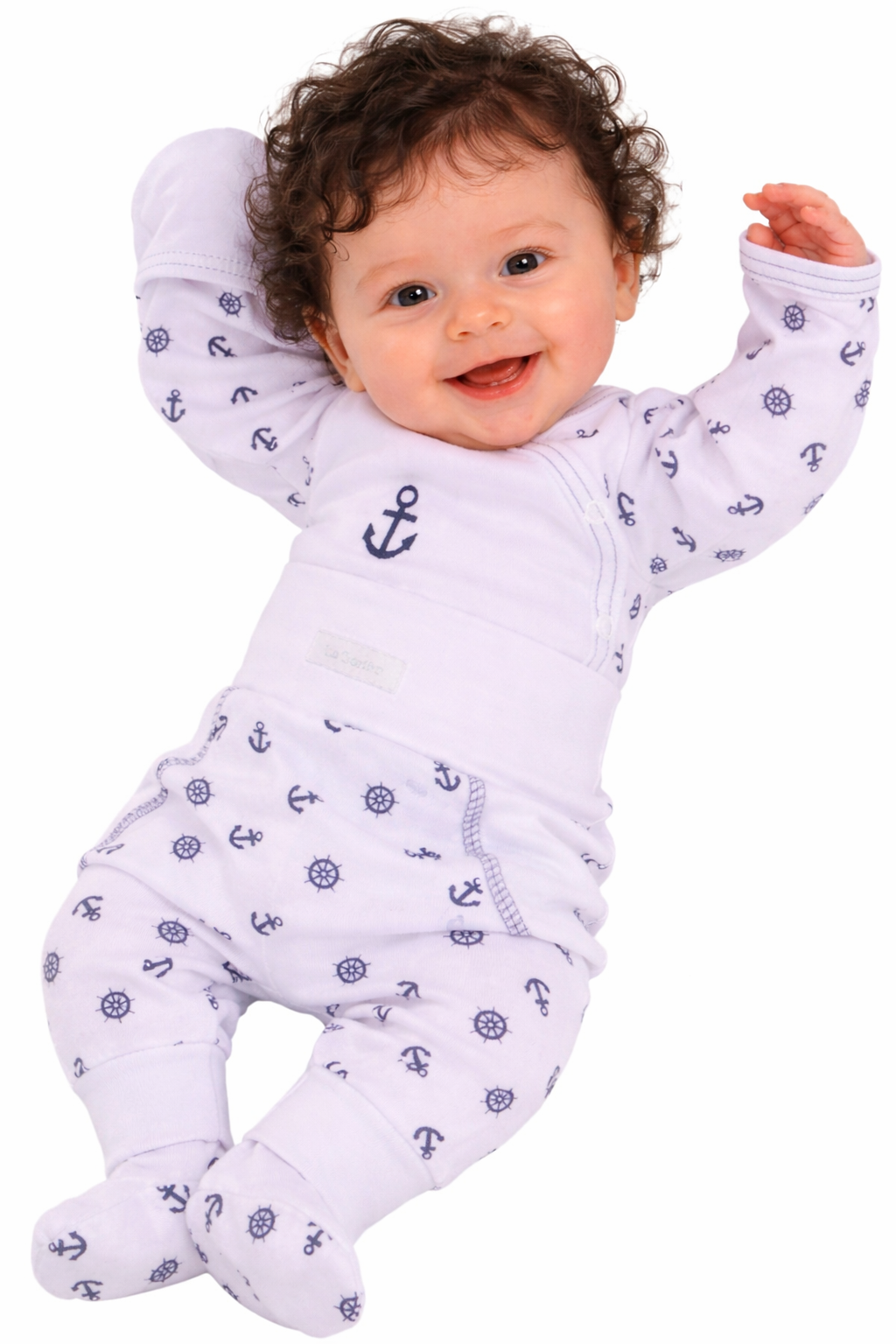 Body und Hose Baby Anzug in Weiß mit Anker Muster