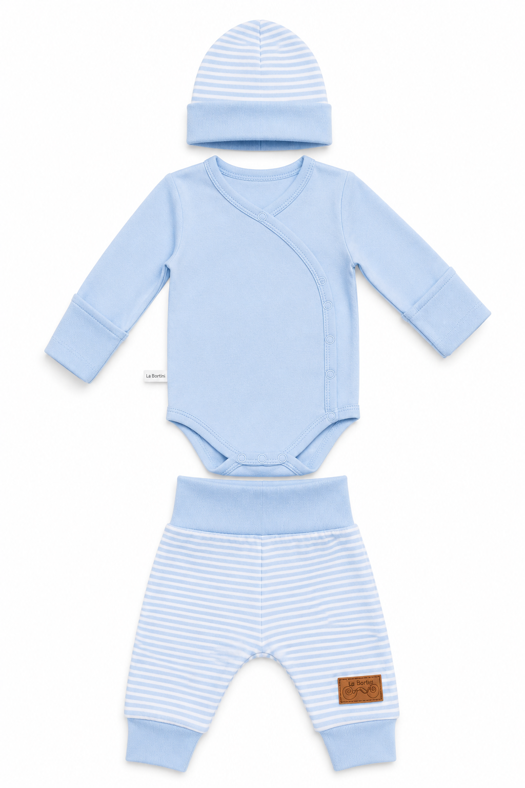 Baby Set 3Tlg Wickelbody Hose Mütze in Blau