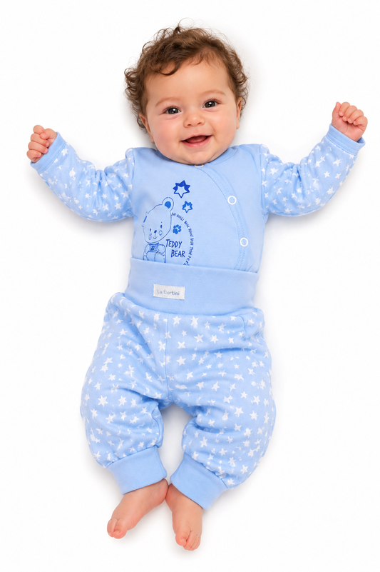 Baby Set Wickelbody Mitwachshose in Blau