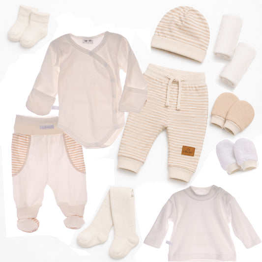 Erstausstattung Set für Neugeborene in Creme 11-teilig