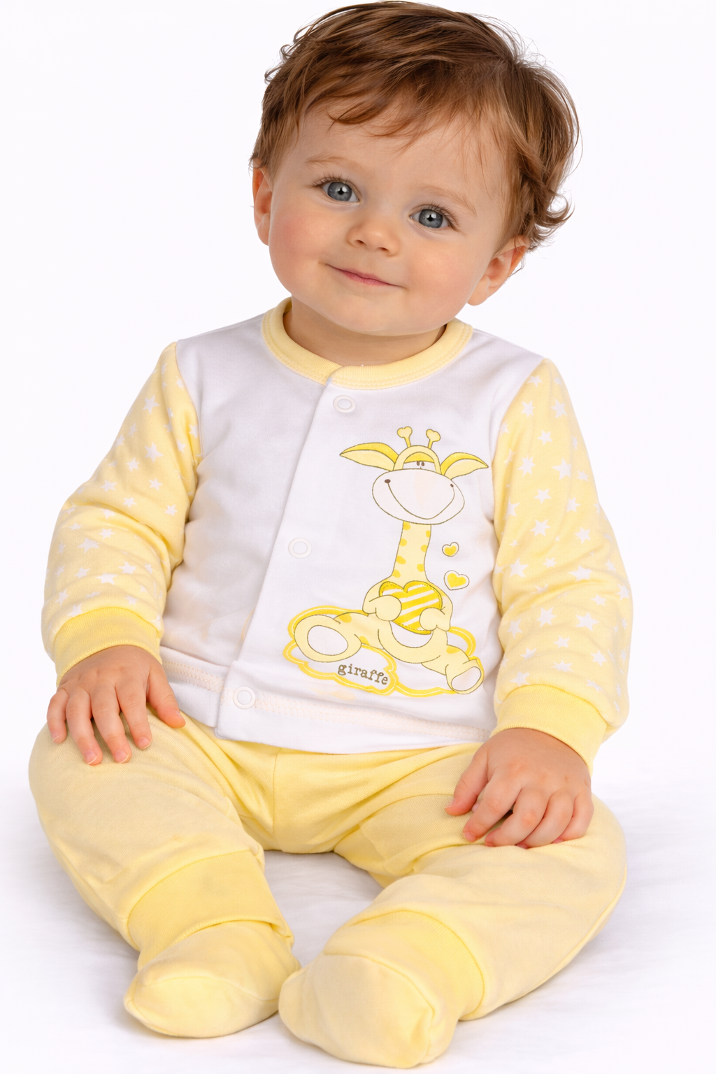 Hose Baby Anzug 2Tlg Hose und Hemdchen in Gelb mit Giraffen Motiv