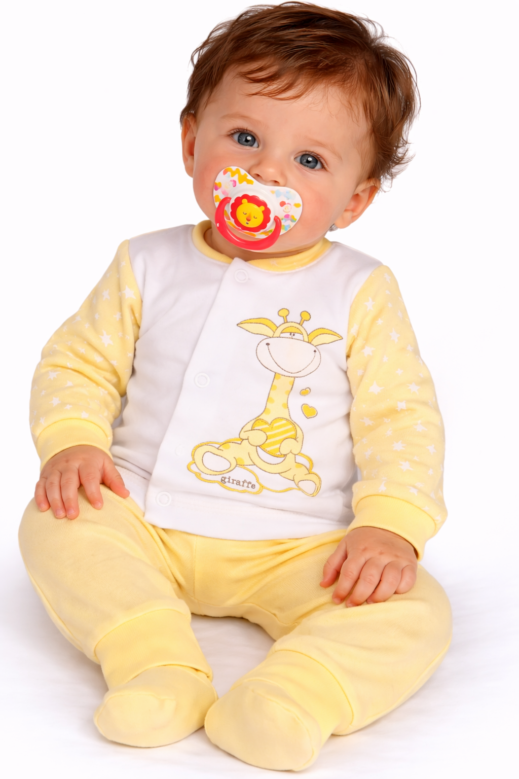 Hose Baby Anzug 2Tlg Hose und Hemdchen in Gelb mit Giraffen Motiv