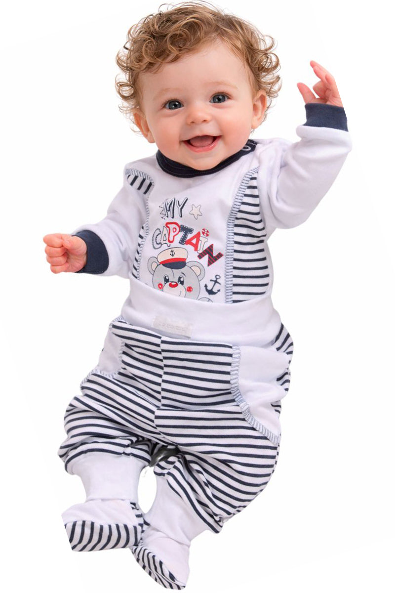 Body Hose und Mütze 3Tlg Baby Anzug gestreift