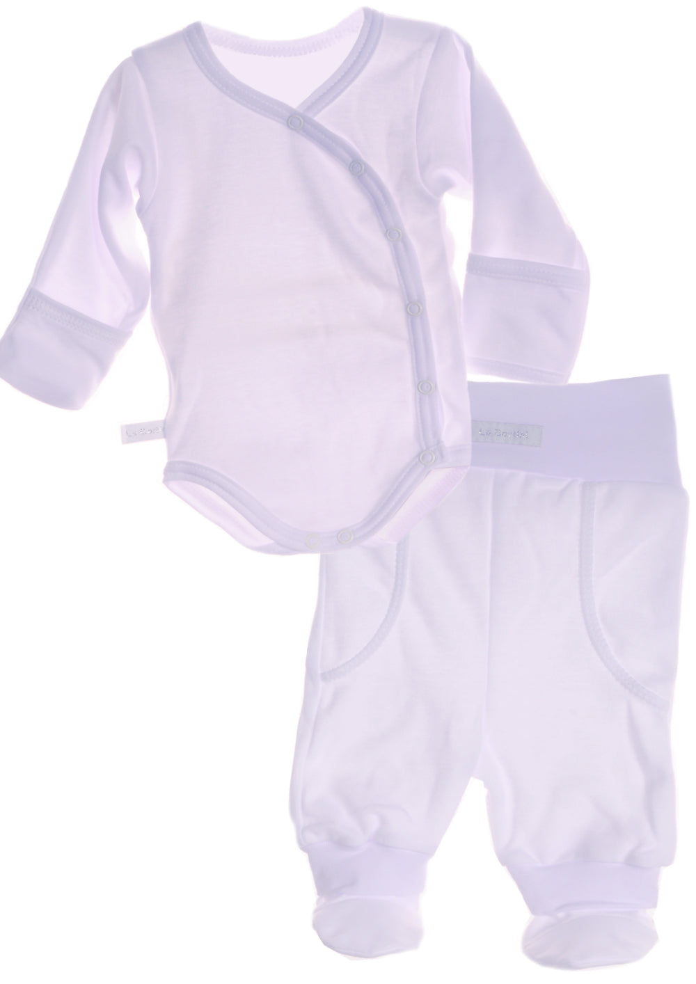 Body und Hose Baby Anzug in Weiß Wickelbody mit Kratzschutz unisex