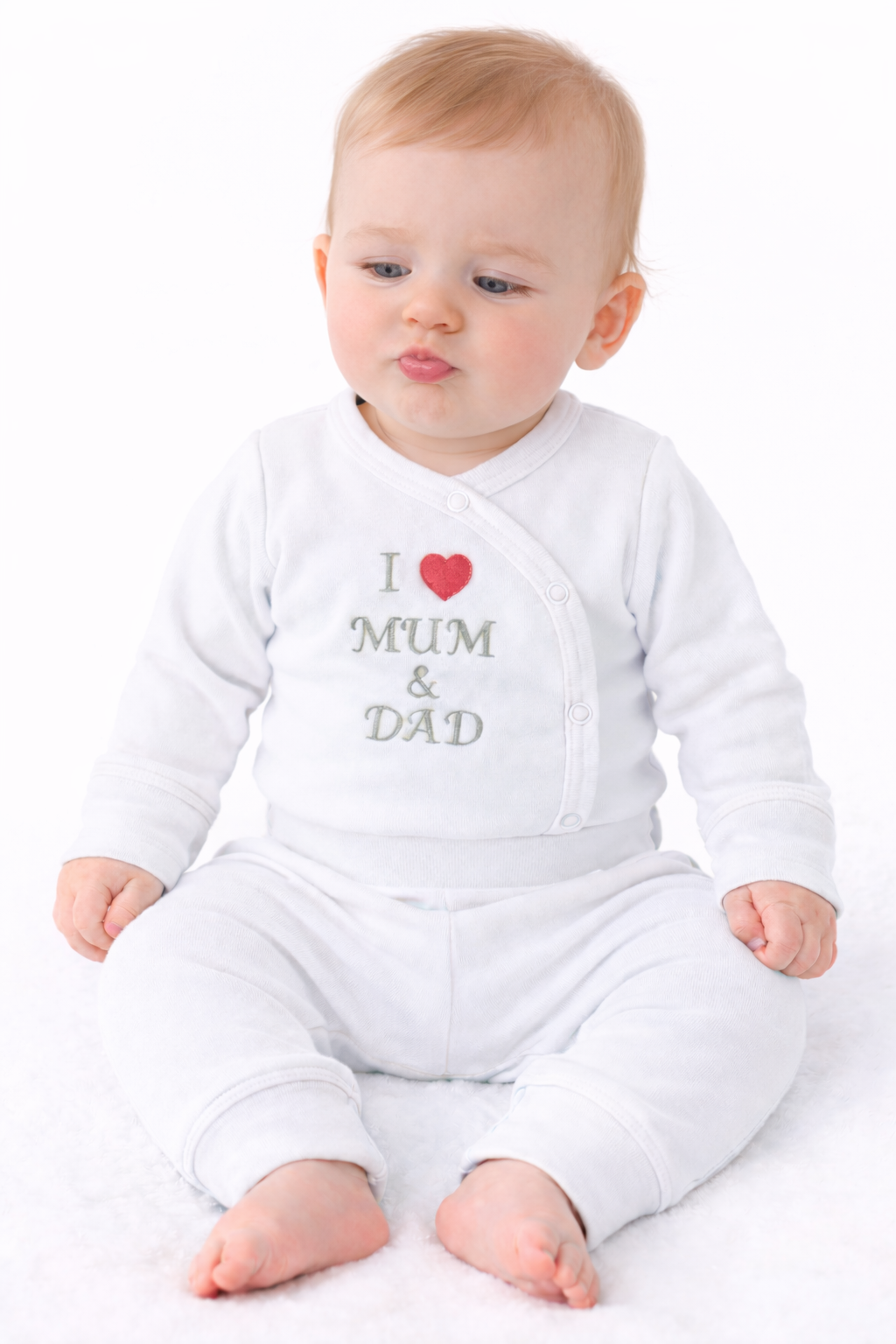 Body und Hose Baby Anzug in Weiß Wickelbody