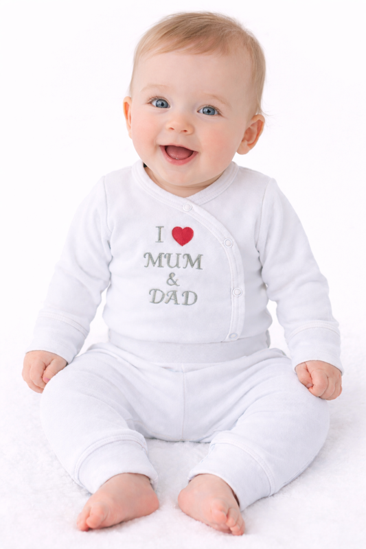 Body und Hose Baby Anzug in Weiß Wickelbody