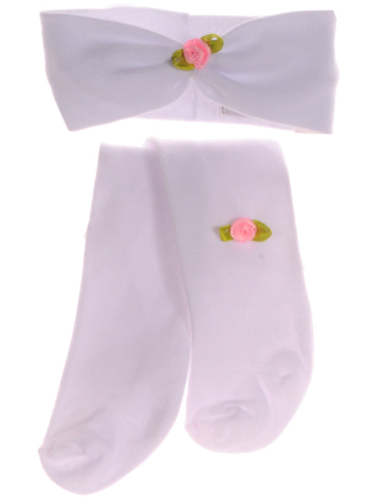 Strumpfhose und Stirnband Baby Set festlich Erstlingsset