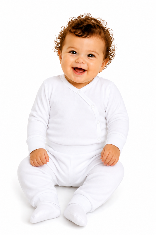 Body und Hose Baby Anzug in Weiß Wickelbody mit Kratzschutz unisex