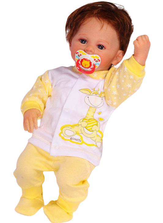 Hose Baby Anzug 2Tlg Hose und Hemdchen in Gelb mit Giraffen Motiv
