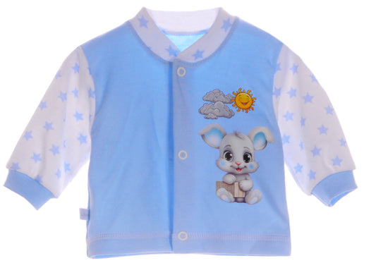 Baby Hemdchen Erstingsshirt in Blau mit Hasen Aufdruck