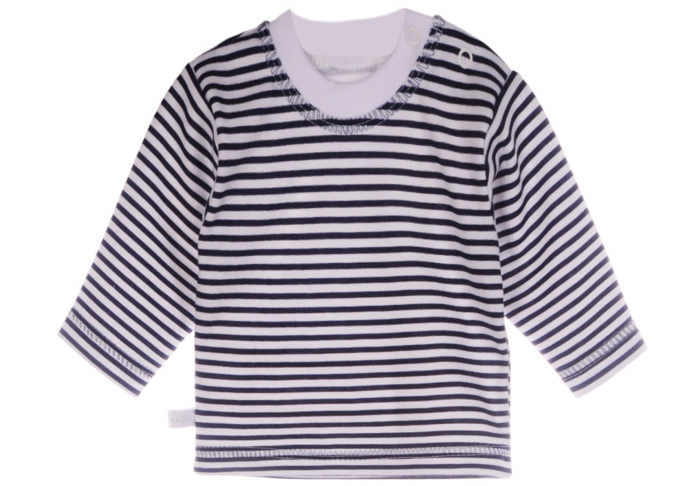 Langarmshirt Baby T-Shirt in weiß blau geringelt neutral