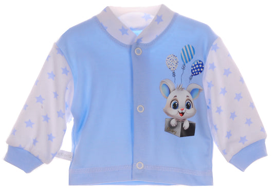 Baby Hemdchen Erstingsshirt in Blau mit Hasen Aufdruck