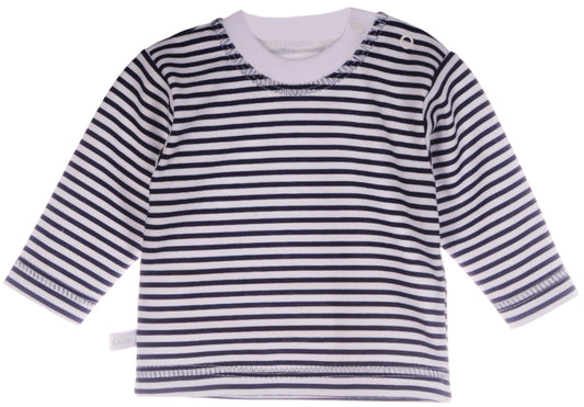 Langarmshirt Baby T-Shirt in weiß blau geringelt neutral