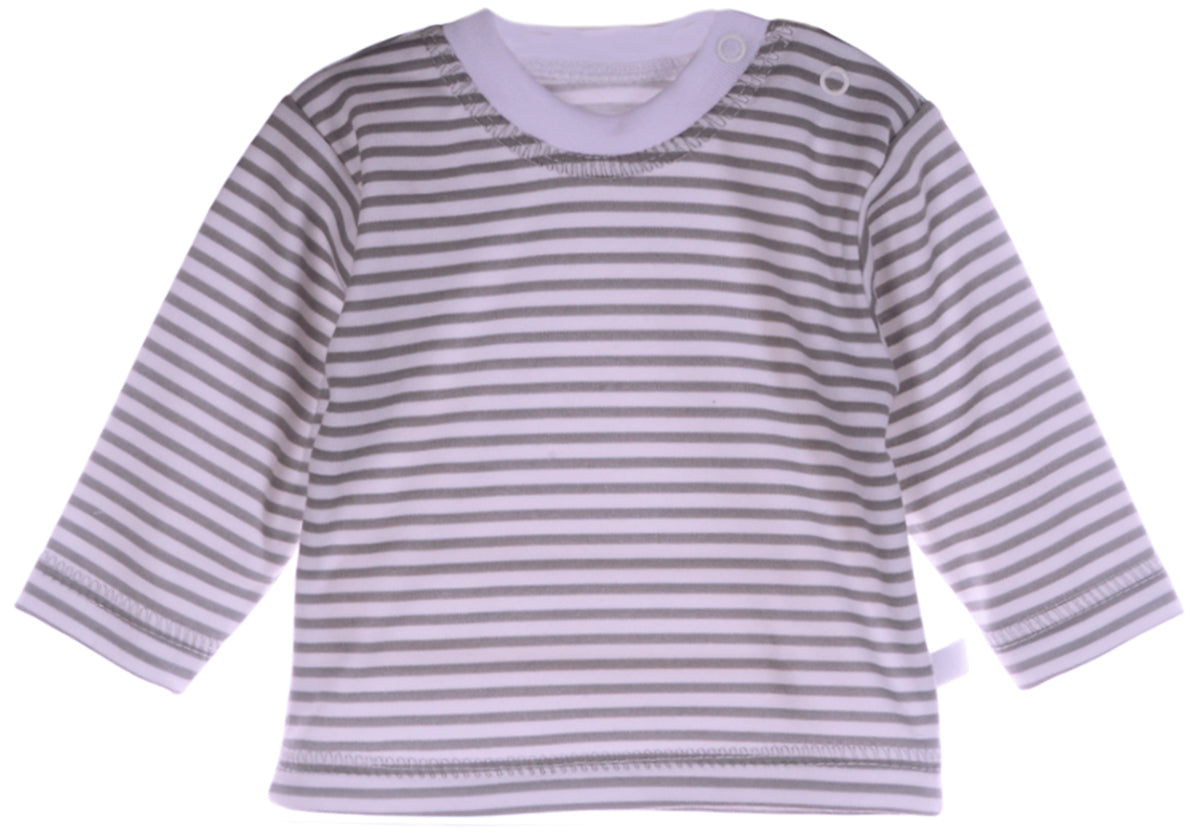 Langarmshirt Baby T-Shirt in weiß grau geringelt neutral