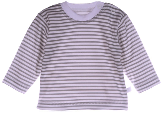 Langarmshirt Baby T-Shirt in weiß grau geringelt neutral
