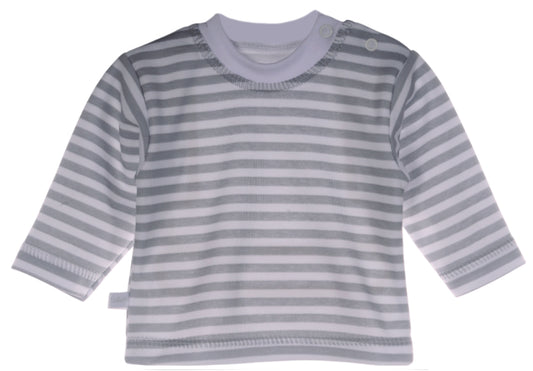 Langarmshirt Baby T-Shirt in weiß grau gestreift neutral