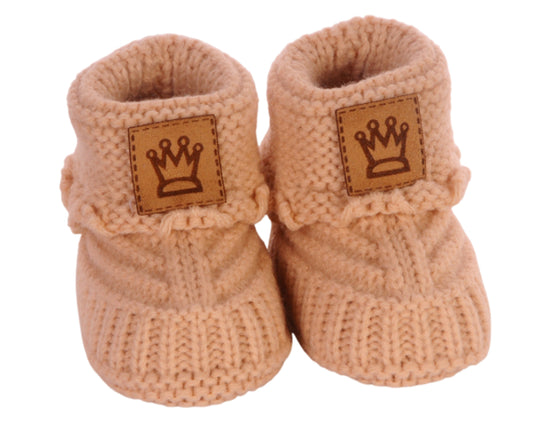 Baby Strickschuhe Booties Füßlinge 0-6Mon in Beige