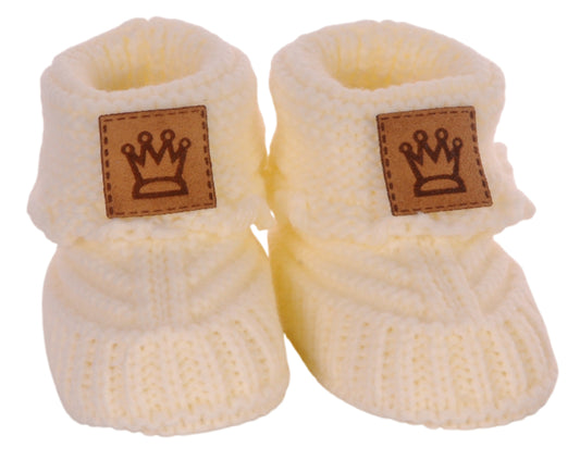 Baby Strickschuhe Booties Füßlinge 0-6Mon in Creme
