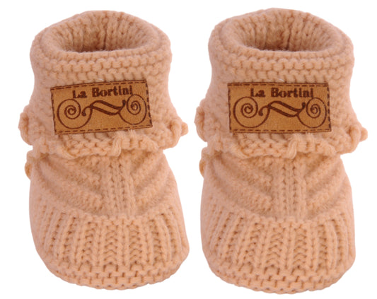 Baby Strickschuhe Booties Füßlinge 0-6Mon in Beige neutral
