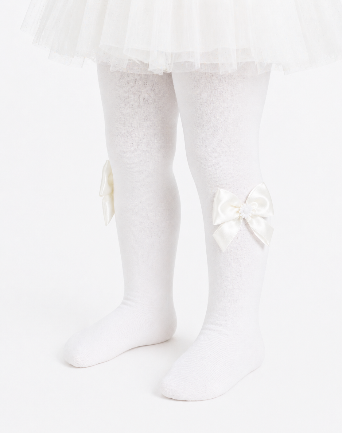 Strumpfhose in Weiß mit Schleifen für Baby und Kinder