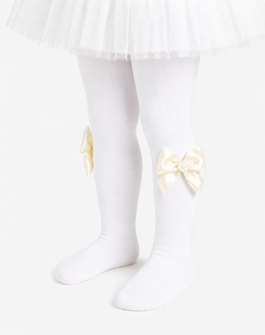Baby Strumpfhose in Weiß mit Schleifen für Taufe