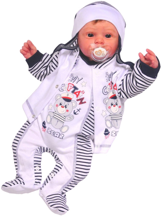 Strampler Mütze und Hemdchen Baby Anzug gestreift