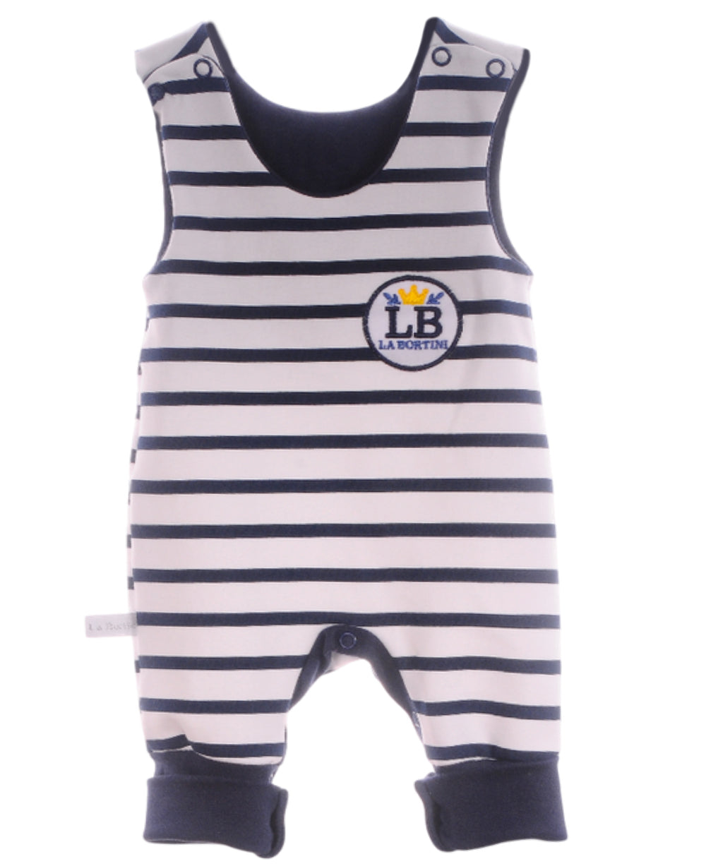 Baby Anzug 2-teilig in Weiß-Blau Strampler und Wickelbody mit Kratzschutz