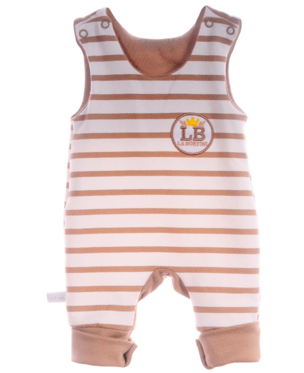 Strampler ärmellos gestreift in Beige Latzhose für Neugeborene