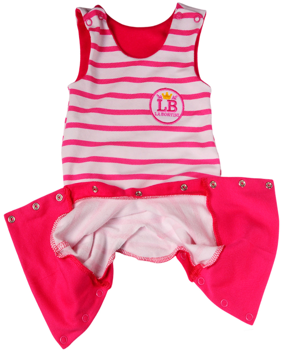 Baby Anzug 2-teilig in Weiß-Pink Strampler und Langarmshirt