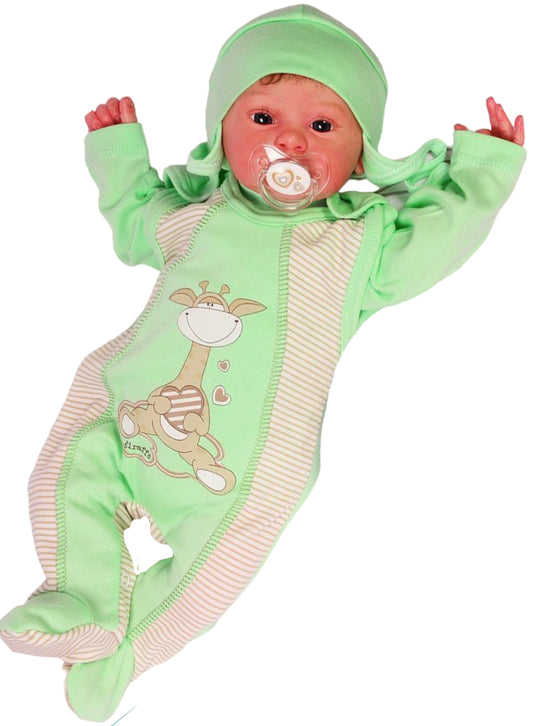 Strampler Mütze und Langarmshirt Baby Anzug 3Tlg