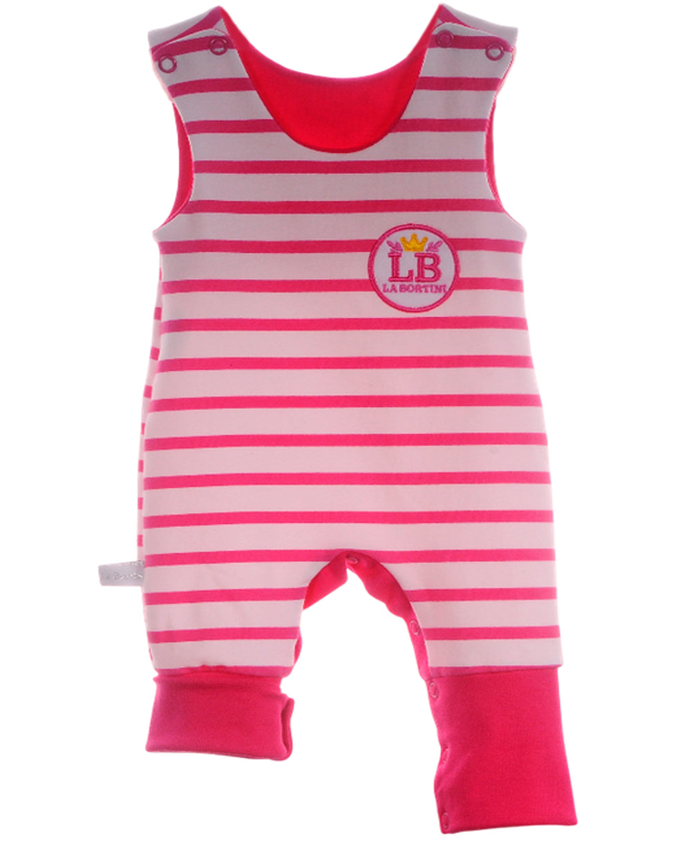 Strampler ärmellos gestreift in Pink Latzhose für Neugeborene