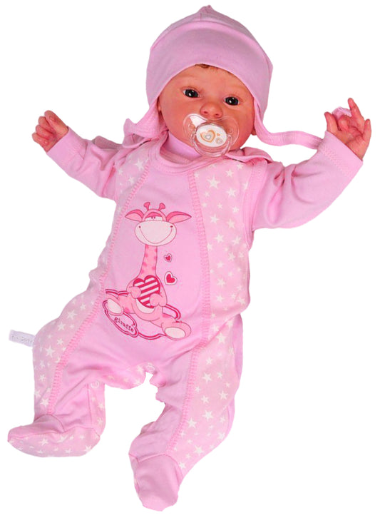 Strampler Mütze und Langarmshirt Baby Anzug 3Tlg